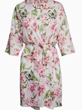 Show Me Your MuMu Pink Floral Wrap Robe with Belt